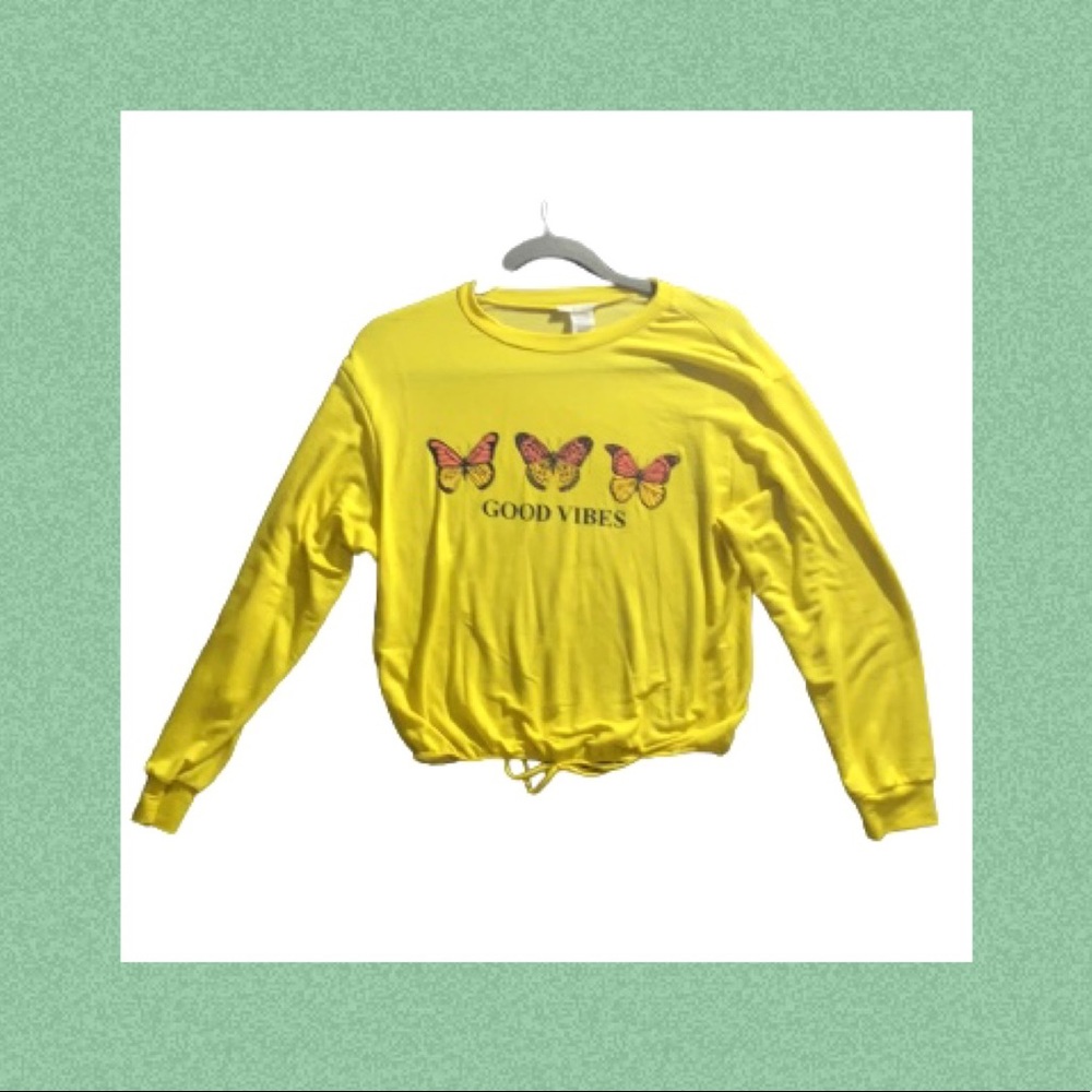 Long Sleeve Yellow Butterfly “Good Vibes” Shirt